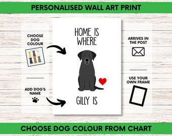 Labrador Print | Personalised Labrador Print | Dog Gift  | Custom Labrador Picture | Home is Where Labrador Black Yellow Blonde Chocolate