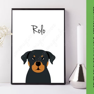 Personalised Rottweiler Print | Personalised Rottweiler Gift | Custom Dog Print | Rottweiler Art | Rotty Picture | Rottweiler Name