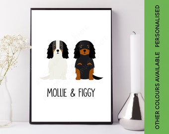 Personalised Cavalier Print | Custom Dog Print | Personalised Gift | Custom Cavalier Wall Art | King Charles Spaniel Picture | Cavalier Name