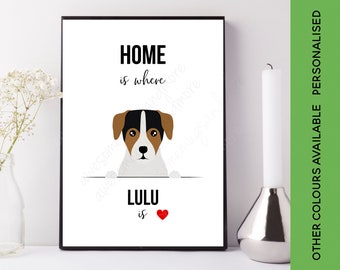 Home is Where Jack Russell Terrier Print | Personalised Jack Russell Gift | Custom Dog Art | Jack Russell Picture Poster | Housewarming Gift