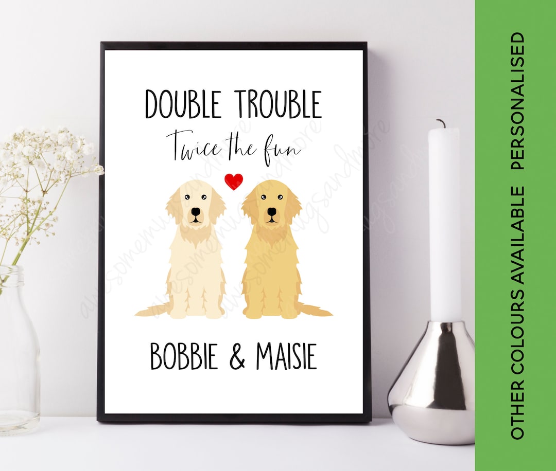 Double Trouble Twice the Fun Labrador Print Two Labradors 