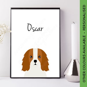 Personalised Cavalier Print | Customised Cavalier Picture | Custom Dog Art | Cavalier Gift | Blenheim Ruby Black Tan Tri Colour  Dog Poster