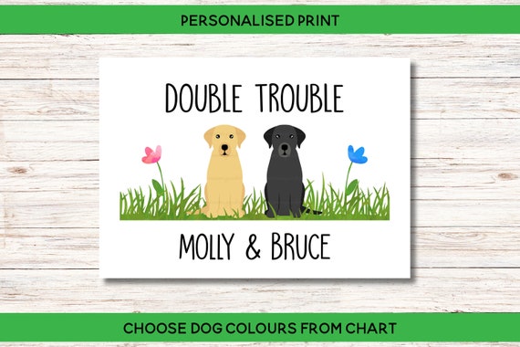 Double Trouble Twice the Fun Labrador Print Two Labradors 