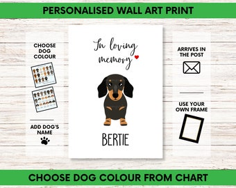 In Loving Memory Personalised Dachshund Print | Custom Dog Print | Pet Loss Doxie Gift | Short Hair Long hair Piebald Dapple