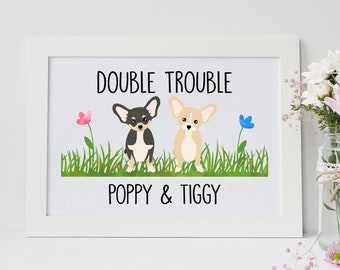 Chihuahua Print | Double Trouble | Custom Dog Print | Personalised Chihuahua Picture | Mother's Day | Father | Gift | Chihuahua Art