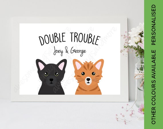 Double Trouble Border Collie Print Customised Dog Print 