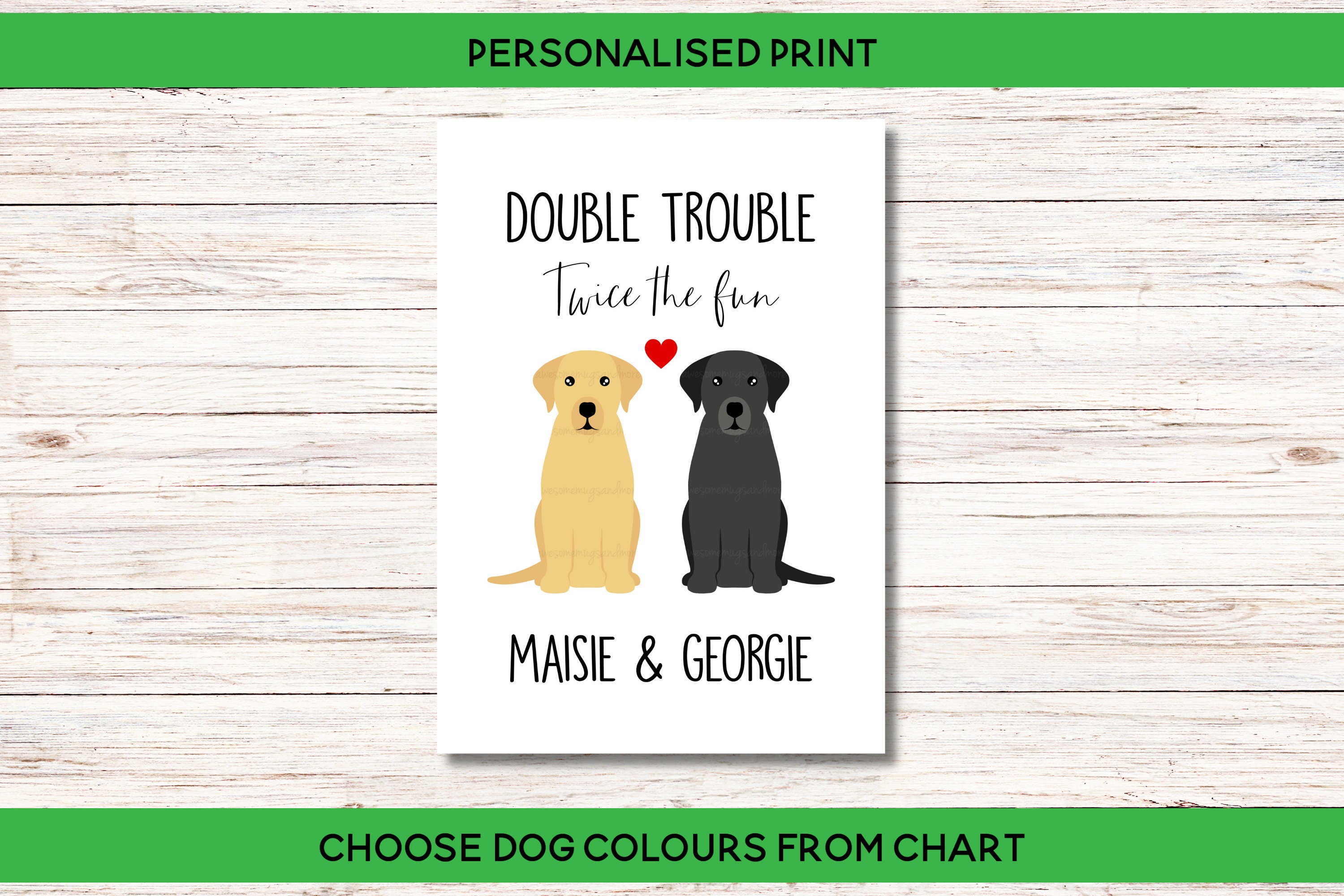 Double Trouble Border Collie Print Customised Dog Print 