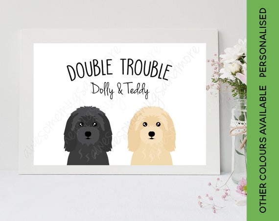 Double Trouble Border Collie Print Customised Dog Print 