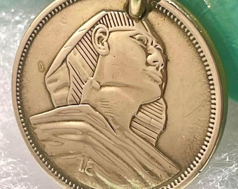 Egyptian Sphinx Keyring, 1957 5 Milliemes Coin, Egypt Ancient World Keepsake,  69th Birthday Gift