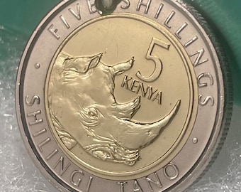 2018 Kenianische Spitzmaul Münze Schlüsselanhänger, Bi-Metallic 5 Shilling, Harambee Unity Andenken, Afrikanische Wildnis