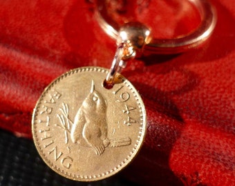 1944 Farthing Coin Keyring: D-Day 82nd Anniversary WW2 Souvenir