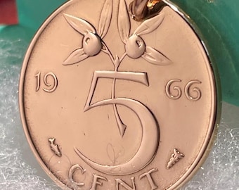 Schlüsselanhänger mit 5-Cent-Münze aus den Niederlanden von 1996, Geschenk zum 30. Geburtstag, Vintage-Geschenk, Erinnerungsstück an das niederländische Kulturerbe