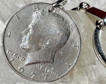 Kennedy Half Dollar Keyring: Genuine 1977, 1978 & 1979 USA Coin, Vintage Collectable