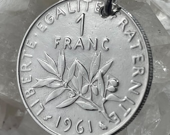 1961 Französischer 1 Franc-Schlüsselanhänger, 65.Geburtstagsgeschenk, Die Sämann Frankreich Münze Schlüsselanhänger, Kulturerbe-Andenken