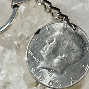 Kennedy Half Dollar Keyring: Genuine USA Coins 1980, 1981, 1990 & 1991, Vintage Collectable