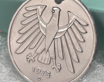 1975 Westdeutsche 5 Deutsche Mark Münze Schlüsselanhänger, Deutschland Bundesadler Schlüsselanhänger, Erbe Souvenir