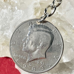 Kennedy Half Dollar Keyring, Made with Genuine 1983, 1993, 2000, 2010 & 2021 USA coins, Keepsake Present, Vintage Collectable