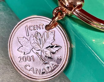 Breloczki lub naszyjniki z kanadyjskimi pensami: Oryginalne monety 1-centowe, 1932-2010, Liść klonowy, Pamiątkowy prezent