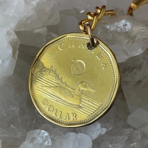 Llavero de dólar canadiense Loonie elaborado con monedas genuinas de 1 dólar canadiense con fecha de 1987 a 2015, coleccionable de Canadá