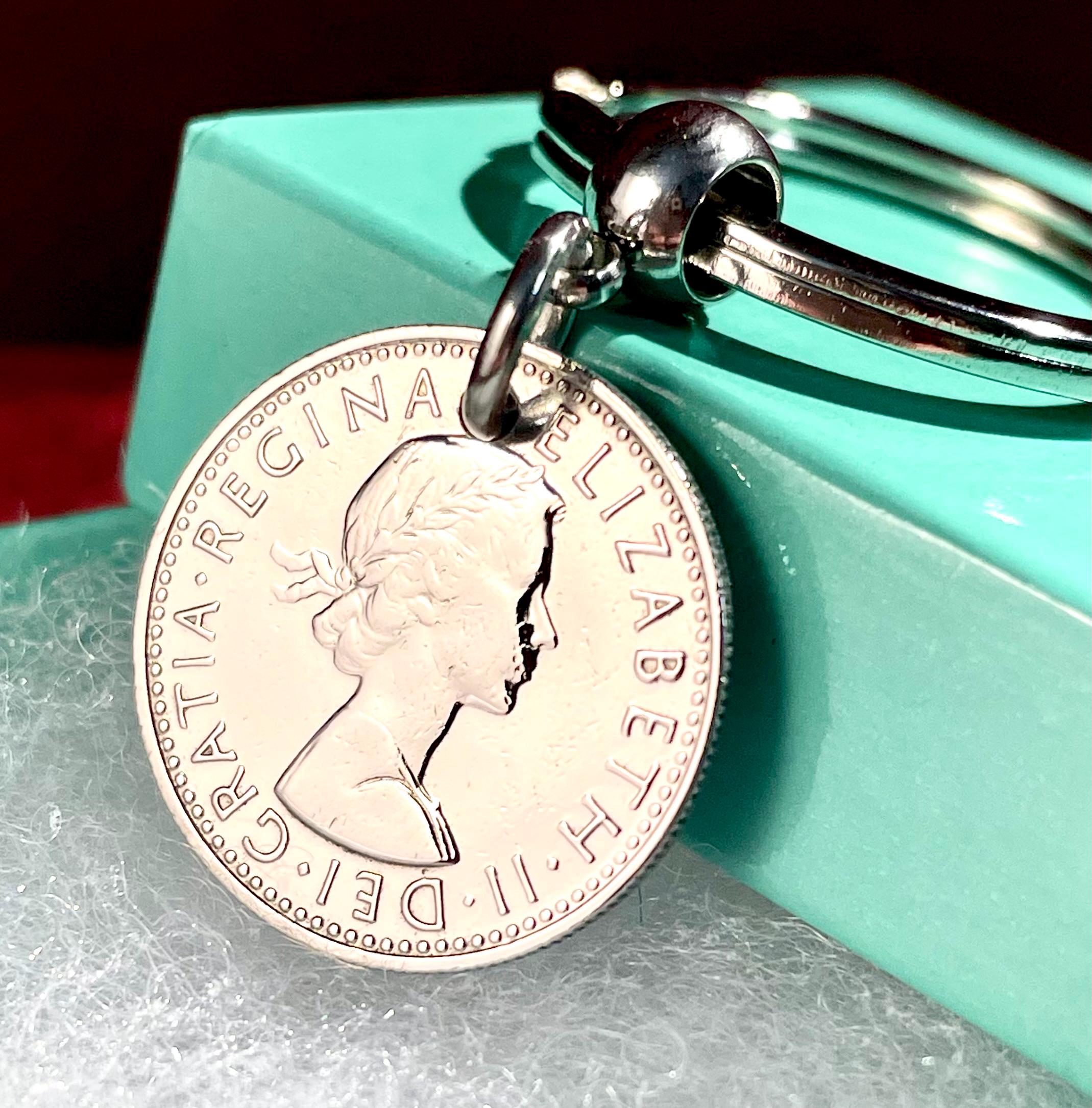 Portachiavi Per 62° Compleanno 1962 Portachiavi Britannico Da 6 Pence - Foto 4