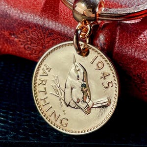 British Wren Farthing Keyrings and Necklaces, Made with Genuine Coins, 1937–1956, Great Birthday Gifts for Grandmothers & Grandfathers