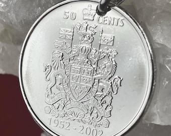 2002 Canadian Half Dollar Coin Keyring: Genuine Coin, 24th Birthday Gift