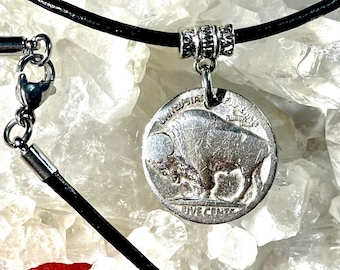 USA Buffalo Nickel Necklace made with a Genuine Old Coin, Bison Necklace, Vintage Coin