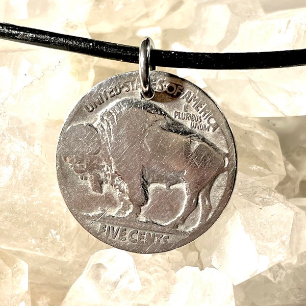 USA Buffalo Nickel Halskette oder Schlüsselring, Echte Münze Halskette, Bison Halskette, Vintage Münze