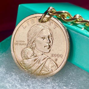 Chaveiro Sacagawea Golden Dollar: Moeda americana de 2000, Águia voadora, presente de 25º aniversário