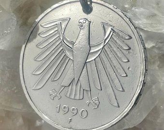 1990 Westdeutsche 5 Deutsche Mark Münze Schlüsselanhänger, Deutschland Bundesadler Schlüsselanhänger, Erbe Souvenir