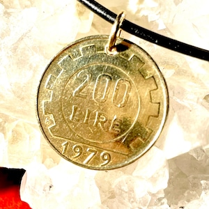 Italian 200 Lire Coin Keyring or Necklace, Genuine 1978, 1979 & 1995 Coin, Adjustable Leather Cord Necklace, Great Birthday Gifts