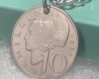 Österreichische 10 Schilling Schlüsselanhänger, 1975 - 1995 Geburtstagsgeschenk, Gold Bonnet Erbe, Österreich Adler