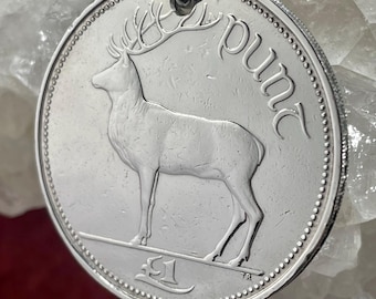 1990 Irish Punt Münze Schlüsselanhänger, 36. Geburtstag Geschenk, Irish Red Deer, Glück der Iren