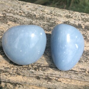 Blue angelite tumbled stones, set of 2, good size