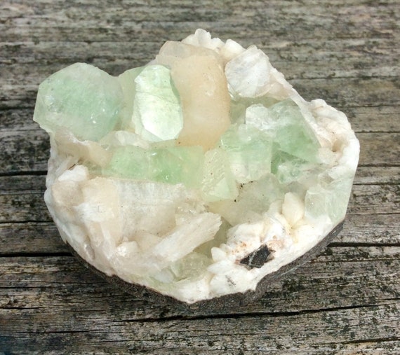 Apophyllite Green with Stilbite Crystal Apophyllite Green with Stilbite Crystal