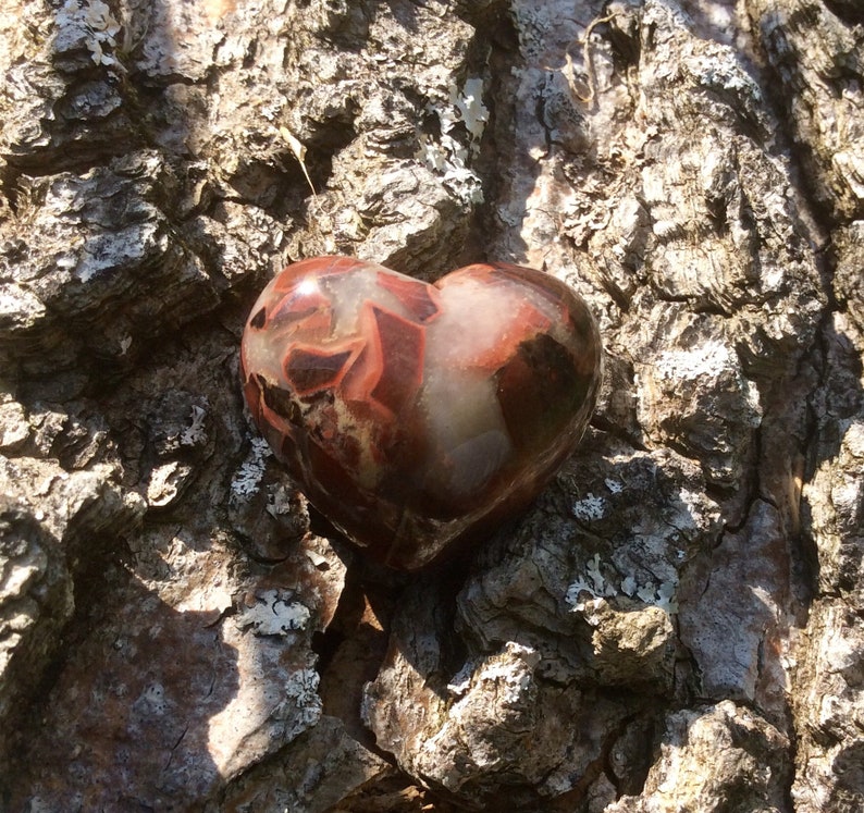 24 grams Carved heart rainbow jasper stone