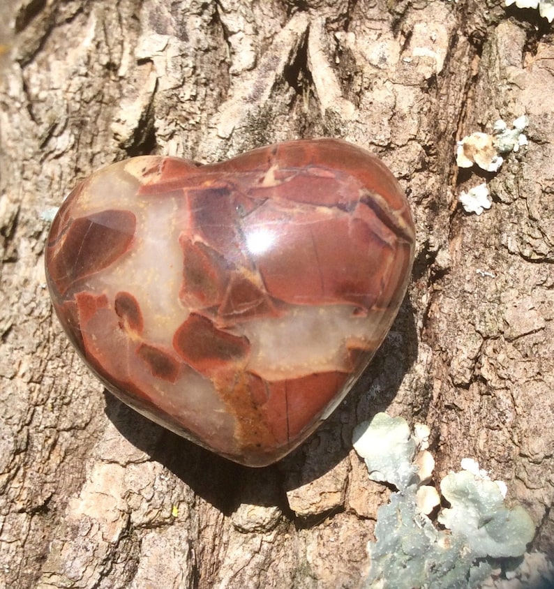 24 grams Carved heart rainbow jasper stone