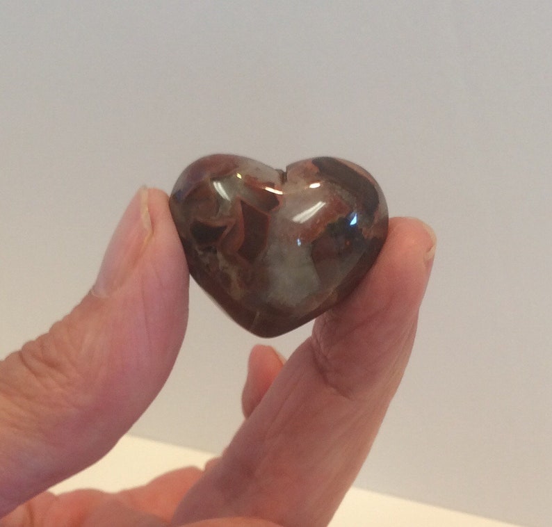 24 grams Carved heart rainbow jasper stone