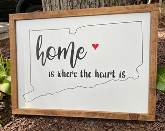 Home is where the heart is / State sign / Housewarming gift / Realtor closing gift / farmhouse decor / Personalized