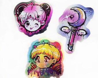 3in Holographic Cute Anime Stickers