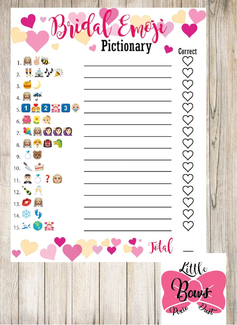 Bridal Emoji Pictionary Bridal Shower Game Bridal Pictionary Etsy
