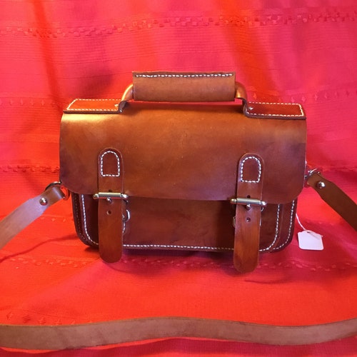 Large tan leather purse