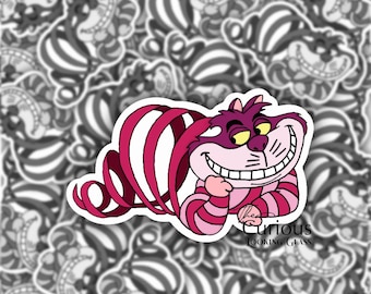Cheshire Cat Spiral Design Stencil Fun Scratch Bumper Window Art Vinyl Sticker 