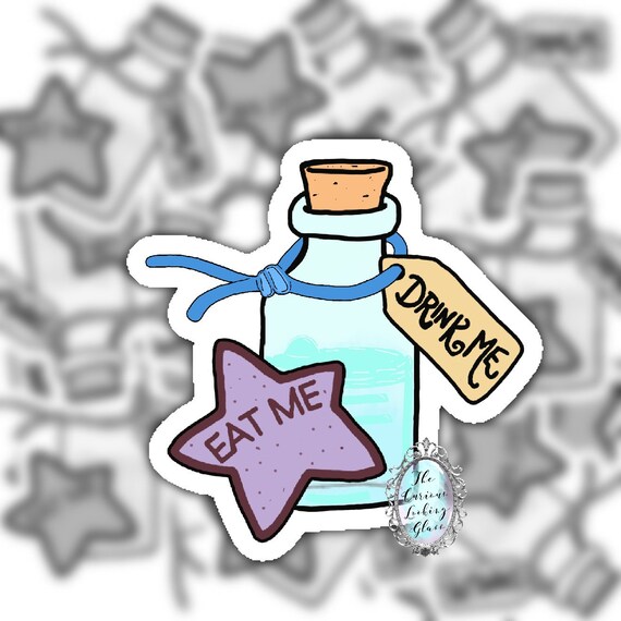 Alice in Wonderland Drink Me Drink and Eat Me Cookie Sticker Etsy