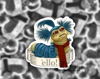 Jaren '80 Labyrint Film Ello Worm Sticker Decal 3" T x 2,8" W