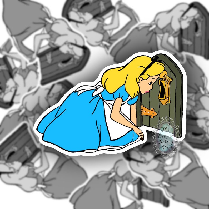 Alice in wonderland door knob sticker decal Etsy
