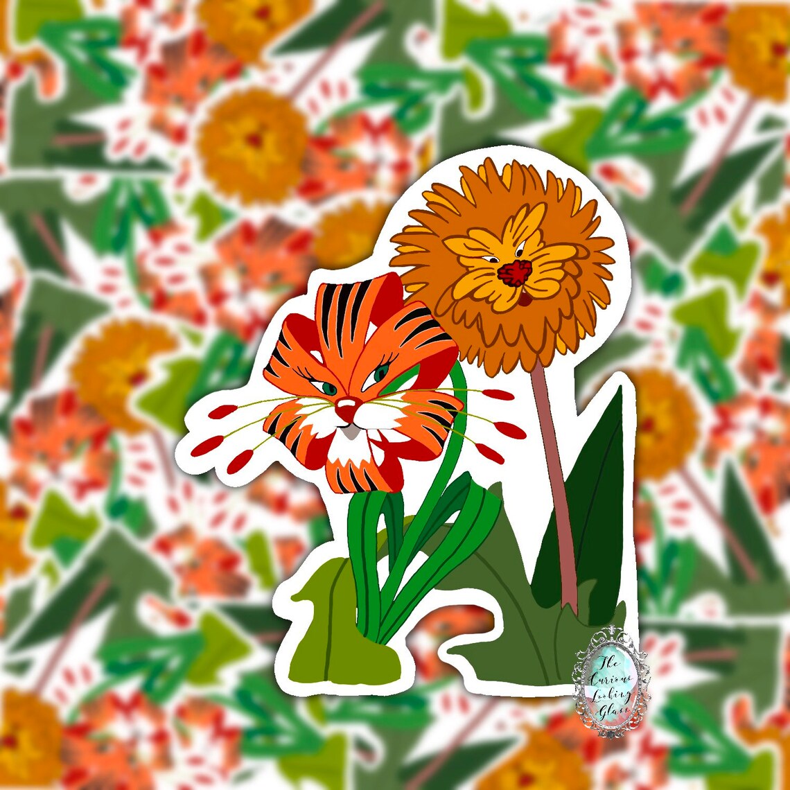 Alice in Wonderland Tiger lily and Dandelion Flowers Sticker Etsy