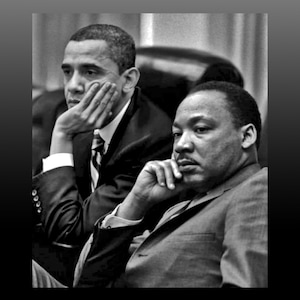 Martin Luther King Junior and Barak Obama/MLK / The Thinkers/ any size Canvas Art/ Poster/ Framed Print/ Wall Decor/Hand Made