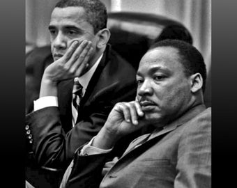 Martin Luther King Junior and Barak Obama/MLK / The Thinkers/ any size Canvas Art/ Poster/ Framed Print/ Wall Decor/Hand Made