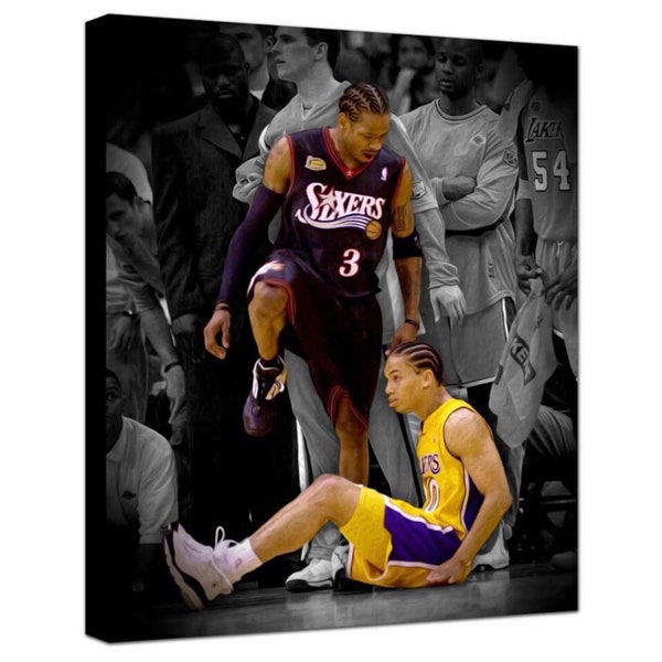 Iverson stepping over Lou/ Basketball legends/76ers/ Canvas Art/ Poster/ Canvas Print/ Wall Decor/Hand Made